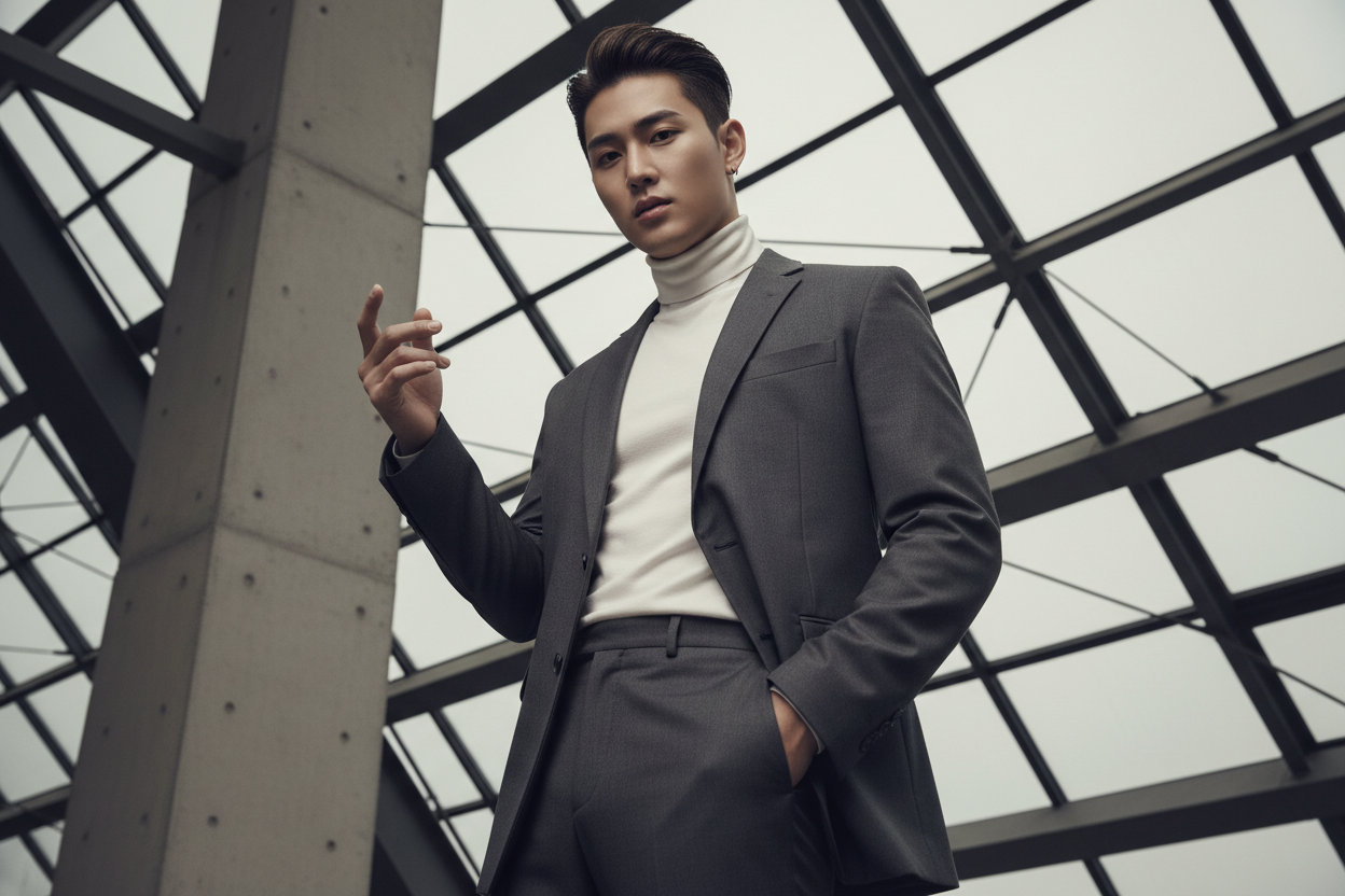 남성적 느낌이 강하지만 모던한 패션의 느낌으로