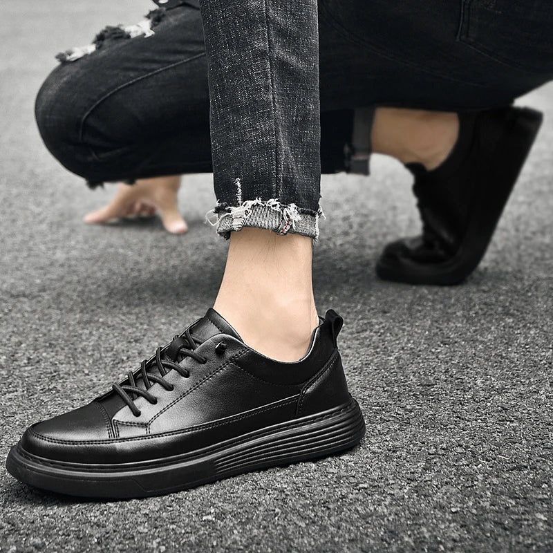 Men’s Premium Leather Sneakers – Lightweight Casual Comfort Shoes