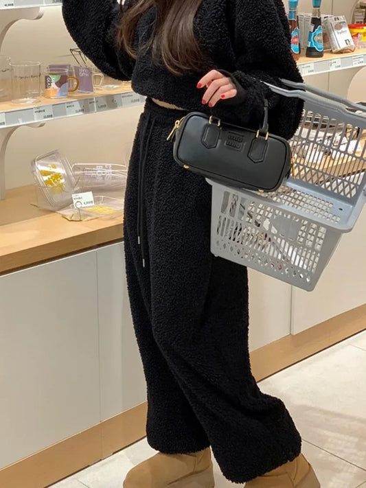 Women’s Fleece Teddy Hoodie Jogger Set | Oversized Warm Winter Lounge Wear