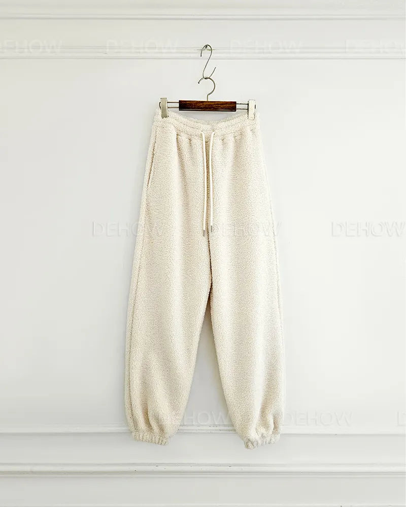Women’s Fleece Teddy Hoodie Jogger Set | Oversized Warm Winter Lounge Wear